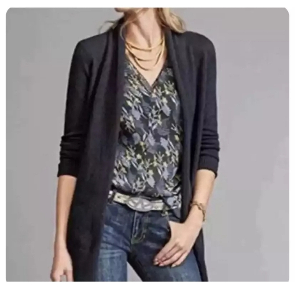Cabi gray blue floral Fern sheer layered top style #3450 Women's size Medium